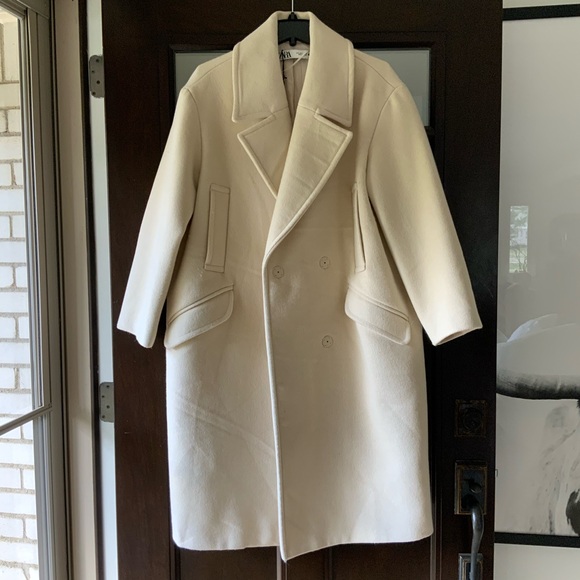 Zara Woman’s Cream Pea Coat - Picture 1 of 6